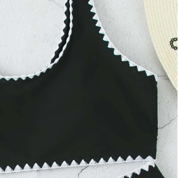 Black Whip Stitch Bikini Swimsuit - Picture 6 of 9